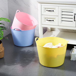 Cubo de plástico para lavandería, <span class=keywords><strong>baño</strong></span> para bebé con mango, almacenamiento suave, lavabo, barril de agua, cesta de recepción al aire libre - Product Image 4