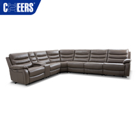 MANWAH CHEERS Luxuriöses Echtleder Power-Sofa-Set mit Relaxfunktion, 6-Sitzer für Wohnzimmer