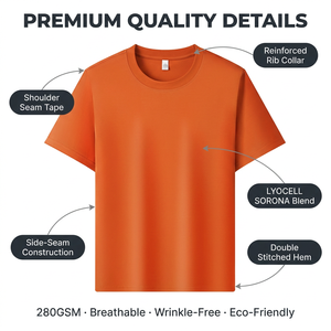 T-shirts unis personnalisés en usine OEM, en <span class=keywords><strong>fibre</strong></span> rafraîchissante Sorona Lyocell, respirants et légers, pour homme, idéaux pour l'été et la marque haut de gamme - Product Image 3