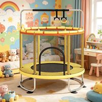 Trampoline d'intérieur silencieux pour enfants avec barre de traction, anneaux et piscine à balles, structure en acier, 1,4 m, protection intégrée, pour le plaisir en famille
