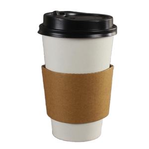 Manchon en carton ondulé avec impression de logo, manchon ondulé brun et blanc pour gobelets de 12 oz - Product Image 1