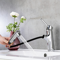 Robinet extractible monotrou personnalisé avec poignée unique en laiton gris anthracite, idéal pour salles de bain et cuisines