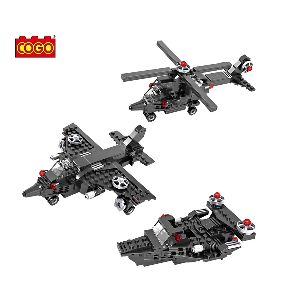 COGO Deformation model building blocks 3in1 Fighting Flying Helicopter Educational Bricks Toys for Children