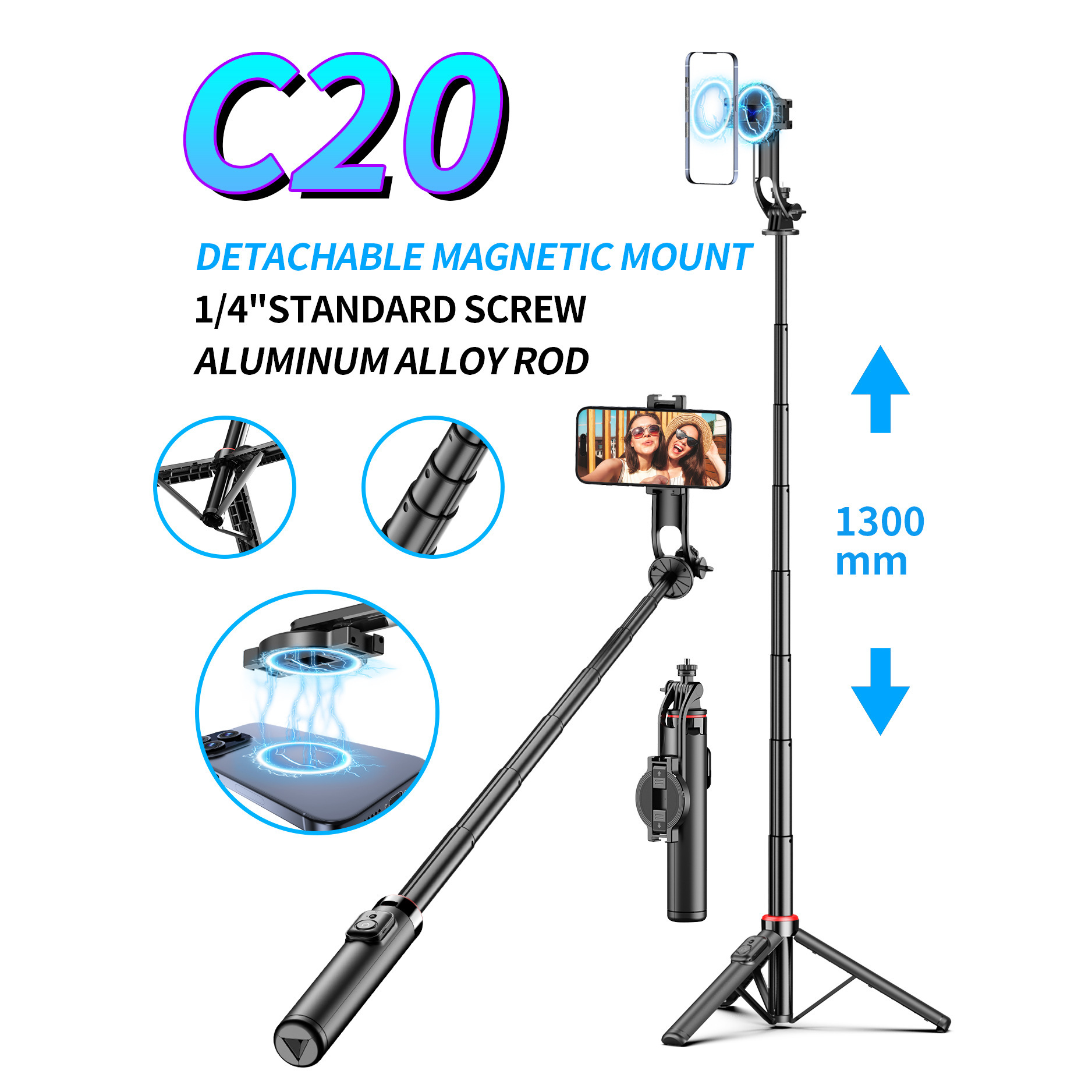 Selfie Stick C20-1 Black [No Light]