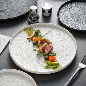 Nordic Rock Texture Piatti Assiette platos de porcelana para restaurante 8 "9" 10 pulgadas blanco negro redondo <span class=keywords><strong>gres</strong></span> cerámica platos de cena - Product Image 1