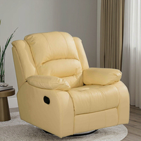 Fauteuil inclinable pivotant électrique moderne en cuir véritable de haute qualité avec télécommande et structure en acier allié pour home cinéma