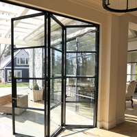Verre personnalisé Aluminium Cadre mince Bifold Villa Portes Maison Aluminium Porte Pliante