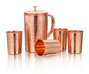 Pichet à eau en métal martelé de 2000ml de Nine Seven Exports avec design uni en verre de 400ml pour un usage domestique - Product Image 2