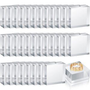 Wholesale 2x2x1 Inch Clear Square <strong>Display</strong> Block Polished Acrylic Cube Jewelry <strong>Display</strong> Holder <strong>Base</strong> Stands - Product Image 1