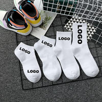 Chaussettes de sport en coton brodées unisexe de haute qualité, noires et blanches, à cheville ou mi-mollet, personnalisées, pour la vente en gros