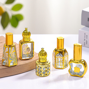 Precio de fábrica 3ml 6ml 12ml Galvanizado Mini Attar Árabe Vidrio decorativo Botellas de aceite esencial Perfume Roll en botella - Product Image 3