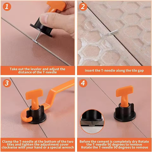 Entretoises de carrelage Sinray 50 pièces réutilisables en PP+métal 1,5 mm réglables auto-adhésives modernes pour le nivellement et l'ajustement des joints de carrelage - Product Image 2