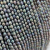 Perles d'eau douce naturelles noires ovales 4-5 mm en vrac pour la fabrication de colliers DIY
