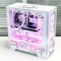 Boîtier d'ordinateur en métal Chiikawa DIY personnalisé de type Mid-Tower avec refroidissement par eau 360°, design 'Sea View Room', style personnage d'anime - En stock