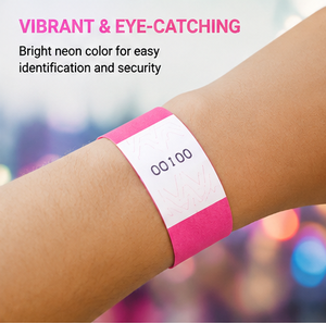 Tyvek <b>Paper</b> Wristbands Neon Pink 19x250mm Sequential Numbered Event <b>Wrist</b> <b>Band</b> - Product Image 3