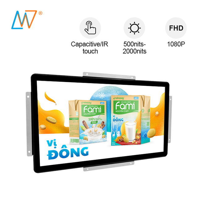 Sunlight Readable High Brightness Screen 23 24 Inch Outdoor Open Frame Waterproof Lcd Display 1000 Nit Monitor