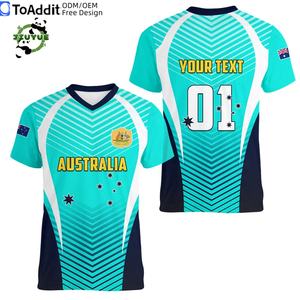 Jersey Olahraga Australia Sublimasi V-neck Bernapas Seragam Sepak Bola Aturan Australia Kaos Sepak Bola - Product Image 2