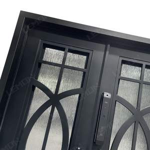 Porte d'entrée intérieure américaine en fer avec moustiquaire réglable à vendre, porte d'entrée en fer forgé à double sécurité en fonte - Product Image 5