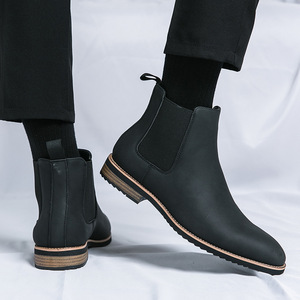 Botas de Cuero Casuales de Estilo Británico 2026 para Hombre, Retro, con Punta Puntiaguda, de Caña Alta, Sin Cordones, Dropshipping - Product Image 2