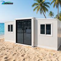 20ft/40ft uitbreidbare moderne containerwoning, prefab modulaire woning met 2 slaapkamers, keuken, badkamer, thuiskantoor, geschikt voor hotelgebruik, klaar voor verzending