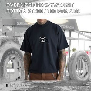 เสื้อยืดสตรีทแวร์ทรงโอเวอร์ไซส์ ตัดเย็บแบบครอป ทรงบ็อกซี่ ผ้าคอตตอน 100% หนัก 240 กรัม แบบดรอปโชว์เดอร์ สำหรับผู้ชาย - Product Image 2