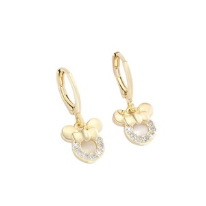 Sélection transfrontalière à la mode dessin animé Mickey <span class=keywords><strong>Minnie</strong></span> nœud papillon Zircon boucles <span class=keywords><strong>d</strong></span>'oreilles en laiton polyvalent haut de gamme sensation plaqué or 14 carats - Product Image 5