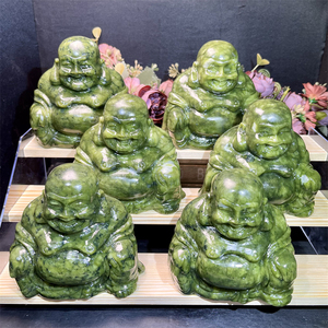 Piedra preciosa de cuarzo natural al por mayor Xiuyan Jade <span class=keywords><strong>Buda</strong></span> <span class=keywords><strong>sonriente</strong></span> tallado <span class=keywords><strong>Buda</strong></span> <span class=keywords><strong>sonriente</strong></span> de cristal para Decoración - Product Image 1