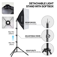 Kit d'éclairage professionnel Softbox 85W avec ampoule LED dimmable 3200-5500K et support réglable pour studio, vidéo, portrait et photographie