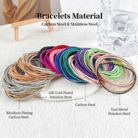 Bracelets à ressort géométriques élastiques pour femmes, couleur arc-en-ciel dégradée personnalisée, en acier inoxydable 316L plaqué argent, bracelets tendance