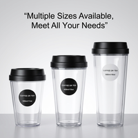 Bouteille à café réutilisable à double paroi sans BPA, écologique, en plastique, 22 oz, lavage à la main uniquement, avec couvercle pour boire directement – Meilleure vente