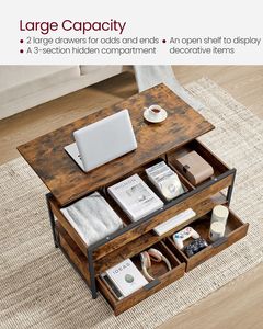 Bien Lift-TOP Thiết kế bàn cà phê có một dải điện với 2 AC cửa hàng và 2 cổng USB - Product Image 4