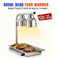 Lampe chauffante infrarouge double tête en acier inoxydable CUCINA pour buffet, restaurant, hôtel, cuisine commerciale