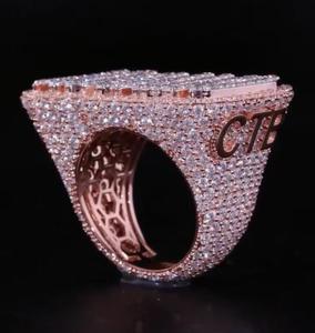 Custom Moissanite Diamond <b>Ring</b> for <b>Men</b> <b>Unique</b> Rose Gold Hip Hop Letter Jewelry Luxury Fashion Statement Jewelry - Product Image 1