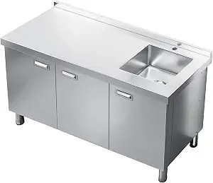 Évier en acier inoxydable avec armoire, évier utilitaire autoportant avec plan de travail et rangement, évier de cuisine commercial pour cuisine extérieure - Product Image 4