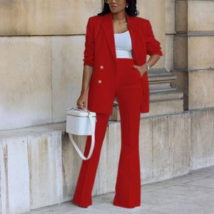 Fashionable Women Long Sleeve Solid Color Suit <b>Blazer</b> and Pants <b>Set</b> for Women Formal Suit - Product Image 4