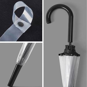 Hot Selling Custom Business Gifts 16-Rib Student Straight Handle Long Handle Transparent <b>Windproof</b> Rain <b>Umbrella</b> - Product Image 5