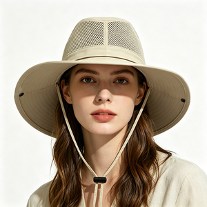 Unisex Mesh Lace Wide Brim Safari <b>Sun</b> <b>Hat</b> UPF 50 UV Protection Breathable Outdoor Travel Sports Fishing Boonie <b>Hat</b> Adjustable - Product Image 1