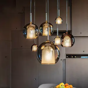 الحديثة الإبداعية مصمم الديكور مطعم تركيبات كرة زجاجية شكل قلادة أضواء