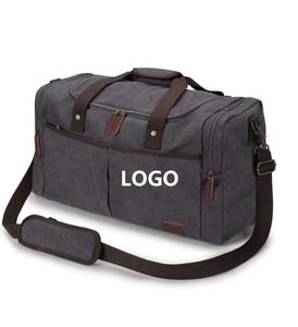Sac de voyage en toile de coton 45L, sac de week-end avec compartiment à chaussures pour hommes - Product Image 1