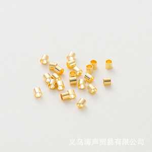 Gold Plated <b>Copper</b> Tube Beads For <b>Bracelet</b> Making Flat Round Jewelry Findings 14K Color Preserving Genuine Gold DIY Accessories - Product Image 4