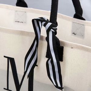 Custom <b>Printed</b> Logo White Canvas Tote Bag with Pocket and Zipper Convenient Shopping Solution - Product Image 2