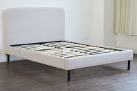Cama de Plataforma Tapizada en Gris, Tamaño Queen, Estructura de Tela Suave con Opción de Tamaño Personalizado para Hoteles, Apartamentos y Alquiler