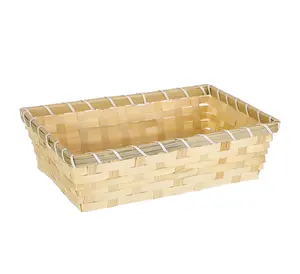 Cesta para aperitivos, cesta de regalo de Navidad tejida con chips de bambú para almacenamiento de pan de frutas secas hechas a mano