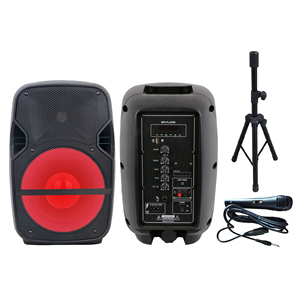 Altavoces Accuracy Pro Audio CSL08D01 de 8 Pulgadas y 10 W <span class=keywords><strong>con</strong></span> Luz LED, Clase D, Batería Activa, <span class=keywords><strong>Altavoz</strong></span> Portátil Activo <span class=keywords><strong>con</strong></span> Micrófono y Trípode - Product Image 1