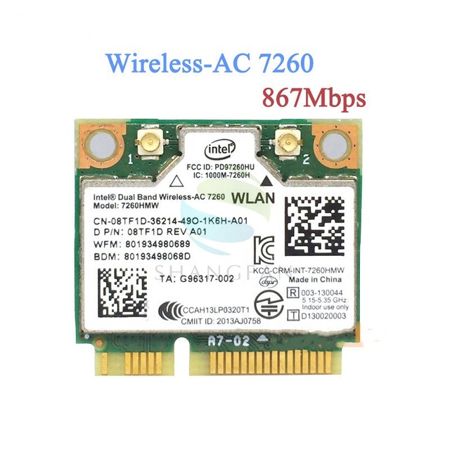 7260 7260AC 7260HMW 2.4&5G 867M Blue Tooth 4.0 Mini PCIe WiFi Wireless Network Card 7260.NGWG.R