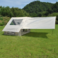 Tente gonflable pour 6 personnes avec auvent détachable, tente de camping gonflable, tente chaude avec cheminée et fenêtre de toit, tentes de camping gonflables