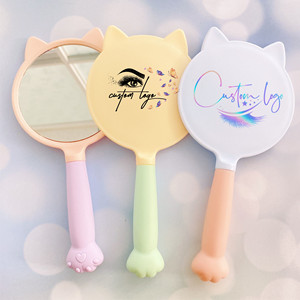 New Hot Selling Personalized logo Hand <b>Mirror</b> Cute Cat Shape pink Handheld Makeup <b>Mirror</b> - Product Image 1