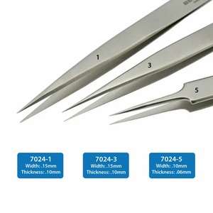 Bergeon 7024-P03 Set di 3 pinzette antimagnetiche B-Jet in acciaio inox orologiai - Product Image 2