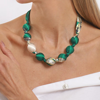 Collier ethnique en fil de soie perlé, motif géométrique, bijoux foulard pour femme
