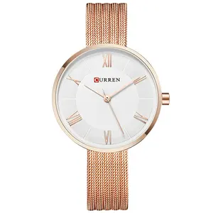 Новый дизайн 9020, роскошные женские часы Curren, женский браслет, модные минималистичные кварцевые часы топового бренда с ремешком из нержавеющей стали